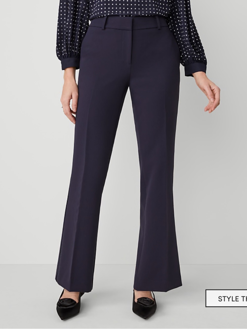 Ann Taylor Curvy Fit Plus 18 Dark Navy Blue Straight Leg Trouser Pants